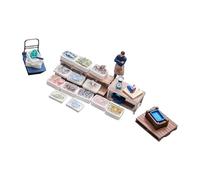 Oshhni 1/64 Seafood Stall Model Kit Diorama Accessories Hand Painted Figure for Role Play