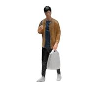 Oshhni 1:64 Standing Figure Model Home Decoration Birthday Gift Realistic Statue Simulation People Figurine for Farmhouse Office, Man with Bag