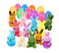 Oshhni 12 Pieces of Easter Eggs Pre -filled with Luxury Rabbit Toys, Stuffed Rabbits Colorful Basket Rabbits for Adults, Girls, Boys,