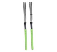 Oshhni 2Pcs Drum Brushes Wire Brushes Drum Sticks Brush Percussion Brushes for Band Folk, Green