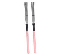 Oshhni 2Pcs Drum Brushes Wire Brushes Drum Sticks Brush Percussion Brushes for Band Folk, Pink