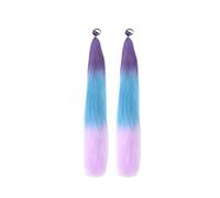 Oshhni 2x Ponytail Hair Extension with Elastic Tie Synthetic Hair Extensions Ponytail Extensions for Festival, Purple Blue Pink