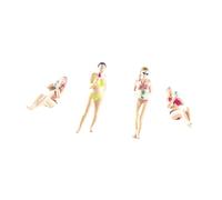 Oshhni 4 Miniature Bikini Figures, 1:64 Scale, for Beach 3D Character Models for Model Train Stations.