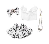 Oshhni 4-piece Doll Clothes Set, Girl Doll Outfits, Ornament, Fashion, Craft, Comfortable Costumes, Clothing Suit for 15 Cm Or 17 Cm Dolls, white black