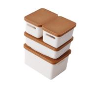 Oshhni 4-Piece Storage Set for 1:12 Scale Dollhouses, Dollhouse Accessories, Mini Storage Boxes, Play Toys, Light Brown