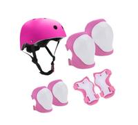 Oshhni 7 Pieces Kids Bike Helmet Protection Gear Set Guards, Impact Resistance Hand Pads Elbow Pads Knee Pads for Skateboarding, Pink