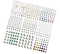 Oshhni 9 Sheets 3D Eyes Face Jewelry Acrylic Rhinestone Stickers Multi Color
