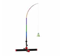 Oshhni Badminton Self-Training Return Stand Adjustable Speed Telescopic Pole Exercise Device Stable Wide Base for Adults Children Suitable for Court, Red, Black, Racquetless Set