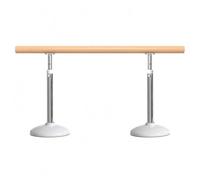 Oshhni Children Dance Bar Adjustable Wooden Ballet Rail Exercise Stand Portable Upright Post Stable Bases Suitable for Studio, 1.5m Length + 2 Bases, Mobile Stainless Steel Stand