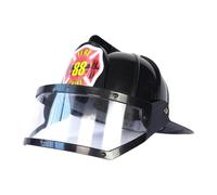 Oshhni Children Kids Fireman Hat, Party Fire Secure Cap, Sturdy Boy Girl Firefighting Helmet, Black