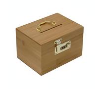 Oshhni Children Money Container Treasure Chest Piggy Bank Wood Storage Box Combination Lock Suitable for Workplace Bedroom Desk Placement, Yellow, Small Paper Box