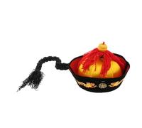 Oshhni Chinese Emperor Hat Oriental Hat with Dragon Printed Prince Hat Ethnic Hat for Stage Performance Masquerade Dress up, 58cm