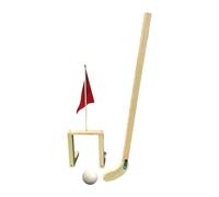 Oshhni Chinese Wooden Field Hockey with Goal for Indoor Sports, Multi-Purpose Accessories, 2-Inch Ball, Light Brown