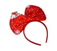 Oshhni Christmas Bow Headband Merry Christmas Head Decoration Headwear Bow Hair Hoop for Cosplay Makeup Party School Events, Red Dot