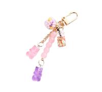 Oshhni Cute Resin Bear Keychain Accessory Car Keys Pendant Bear Key Chain for Handbag Purse, Purple Pink