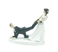 Oshhni Decorative Wedding Cake Topper, Bride And Groom Design, Resin Accessory, Creative, for A Bride And Groom Couple, Pull the Leg