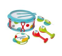 Oshhni Drum Set Finger Castanet Portable Coordination Educational Ages 2 Years Kids Traveling Tambourine Percussion Instrument, blue