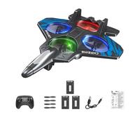 Oshhni Foam Remote Control Airplane for Kids Adults Portable Recahrgeable Anti Collision 6 Channels Fighter Jet Model RC Plane, blue three battery