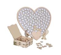 Oshhni for Wedding Guest Book with Stand, Table Decor Sign, Rustic Heart Frame, Wooden Storage Box for Home