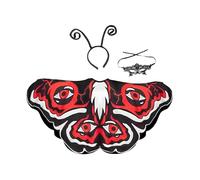 Oshhni Halloween Moth Butterfly Costume Moth Butterfly Cape, Red White Black