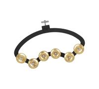 Oshhni Hand Held Percussion Hihat Tambourine Band Concert Single Row Instrument Metal with Mounting Bracket Drum Set Tambourine, Brass