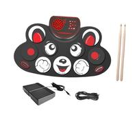 Oshhni Hand Roll Up Drum Kits Electronic Percussion Instrument Multipurpose Tools Gifts Portable Electronic Drum with Drumsticks, Bear