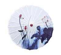 Oshhni Handmade Oriental Oil Paper Parasol Chinese Oiled Paper Umbrella 32 inch Windproof Silk Cloth Women Umbrella for Costumes Fashion Ornament, A