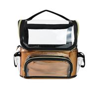 Oshhni Makeup Case Large Capacity with Divider with Handle,Portable,Clear Waterproof Makeup Organizer Bag Professional, Yellow