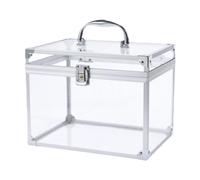 Oshhni Makeup Organizer Transparent Acrylic Portable Dustproof Cosmetic Display Case Elegant Crown Box for Vanity Keepsake Jewelry, Clear