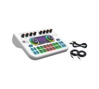 Oshhni Mini Sound Mixer Board Webcast,Live Stream Sound Card Voice Changer Sound Card Sound Card for Recording Phone Computer, white