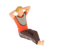 Oshhni Miniature Doll Figurines Resin People Figures Model Tiny Building Diorama Character Figurines Hand-Painted Decoration Suitable for Model Train Sets Mo, Orange Leaning