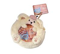 Oshhni Plush Doll Keychain Earbuds Case Pouch Storage Bag Novelty Funny Mini Handbag Purse Pendant, Beige