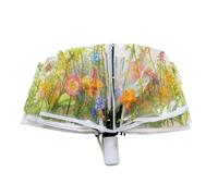 Oshhni Transparent Umbrella Three Fold Portable Cute Clear Thickened Flower Umbrella Dome Canopy for Girls Kids Outdoor Photo Prop, Manual