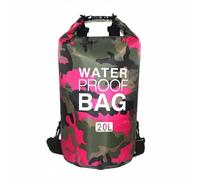 Oshhni Waterproof Shoulder Backpack Lightweight Waterproof Closure Flexible Carry Polyester PVC Suitable for Rafting Shoreline, Multicolor, Rose Red Camouflage, 20L Backpack