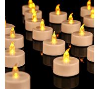 OSHINE 36Pack Battery Tea Lights- Realistic and Bright Flickering Battery Operated Flameless LED Tea Light Battery Powered 200+Hours(Warm Yellow)