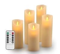 OSHINE LED Candles Flameless Candles :H(5.5" 6" 6.5" 7" 8") Realistic Dancing Mood Candles and 10 Key Remote Control with 24 Hour Timer Function Gift Decoration Party(Ivory)