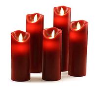 OSHINE LED Candles Flameless Candles red H(5.5" 6" 6.5" 7" 8") D:2.2 Remote Control with 24 Hour Timer Function Flickering Gift Decoration Party red