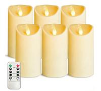 OSHINE Plastic led Battery Candles - Flickering Operated Candle Set of 6 Ivory,D3 H6 Powered Outdoor Pillar Candle with Remote Control and Timer Electric Fake cande for Decoration Party