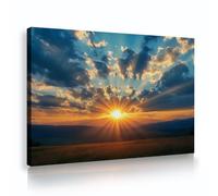 OSHIONARTE Boho Sun Wall Art Blazing Sunshine Sky Canvas Prints Grassland Natural Landscape Artwork Prints for Living Room Home Decor 30x45cm Innerframe