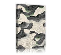 OSHIONARTE Framed Canvas Wall Art Minimalist Japanese Abstract Line Art Mountains Painting Print for Living Room Bedroom Ready to Hang 30x45cm Innerframe