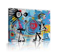 OSHIONARTE Modern Abstract Canvas Wall Art Street Graffiti Painting Picture Abstract Figures Composed of Lines and Symbols Artwork for Bedroom 50x65cm Innerframe