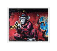 OSHIONARTE Musical Graffiti Monkey Canvas Posters Pop Music Instrument Style Posters Prints Canvas Decor for Teenagers Living Room Bedroom 70x91cm Frameless
