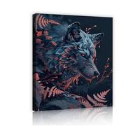 OSHIONARTE Mystic Forest Wolf Canvas Wall Art Botanical Wild Wolf Poster Dark Magic Jungle Aesthetic Floral Poster Picture for Teen Boys Room 50x65cm Innerframe