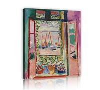 OSHIONARTE Open Window - Collioure 1905 Canvas Art Prints Stretched Wall Decor Henri Matisse Colorful Rustic Landscape Canvas Paintings 91x70cm