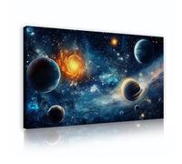 OSHIONARTE Outer Space Canvas Wall Art Solar System Planets Picture Painting Prints Universe Galaxy Poster Wall Decor for Living Room 59x100cm Innerframe