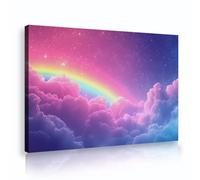 OSHIONARTE Rainbow on Clouds Wall Art Romantic Sky Magical Canvas Print for Bedroom Decor Modern Nature Landscape Kitchen Office Wall Decor 30x45cm Innerframe