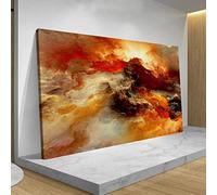 OSHIONARTE Sunset Abstract Canvas Artwork for Living Room Red Warm Sunrise Prints Bedroom Wall Decor Orange Posters Picture over the Bed 59x100cm