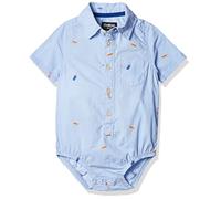 OshKosh B'Gosh Baby Boys' Short Sleeve Woven Bodysuit Button Down Shirt, Food Print, 24 Months