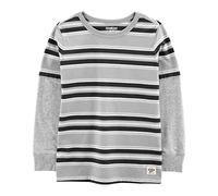 OSHKOSH B'GOSH Boys' Layered Tee, Gray Stripe, 5 Years