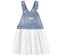 OshKosh B'Gosh Girl's World's Best Overalls, White Denim Sweater, 9 Months